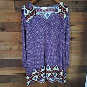 💣Umgee Purple Geometric Tunic Top